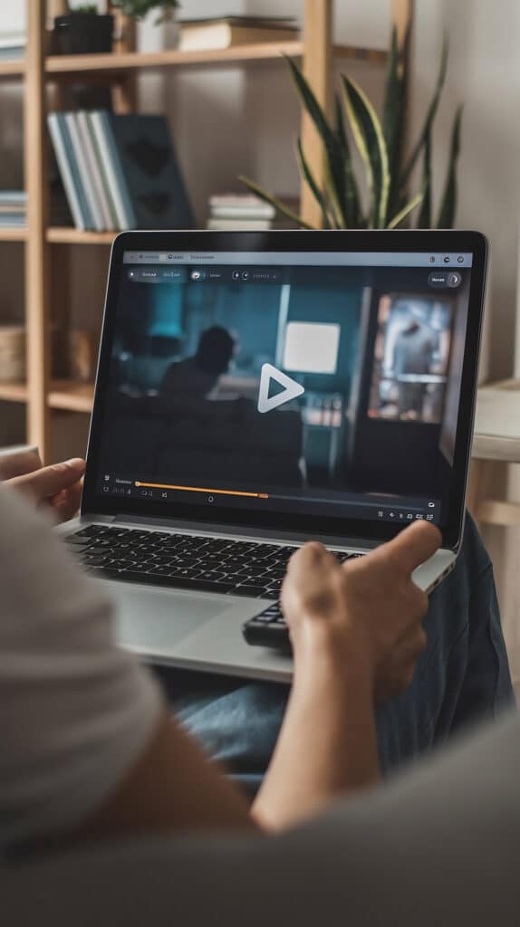 Portàtil a punt de reproduïr un vídeo